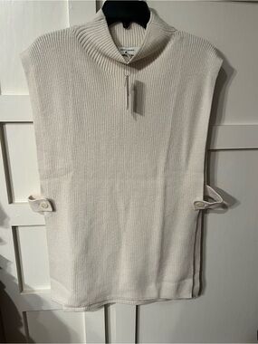 NWT Sleeveless Cream Knit Turtleneck Vest/Smock